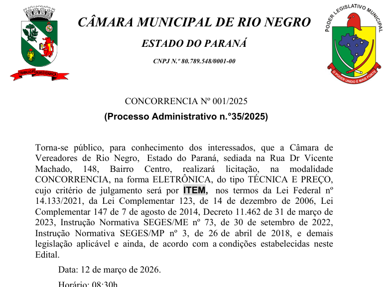 CONCORRENCIA Nº 001/2025   - reti